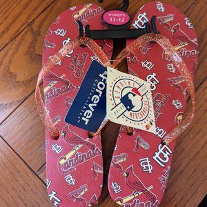 St. Louis Cardinals Redbird Flip Flops Genuine MLB Merch Ladies sz 11-12 NEW
